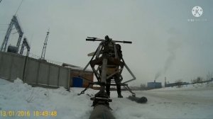 Аэросани. Покатушки с одной лопастью. Винт лепесток.