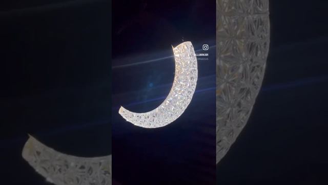 Luminária Pendente Cristal Meia Lua Minguante Crescente Led