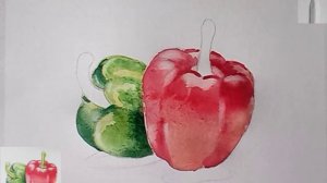 ПЕРЧИК))))❤️? КАК НАРИСОВАТЬ перец! акварель и цветные карандаши?? простой натюрморт?