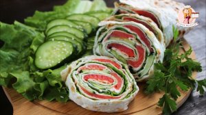 РУЛЕТ из ЛАВАША с КРАСНОЫ РЫБОЙ и творожным сыром. Бесподобная закуска