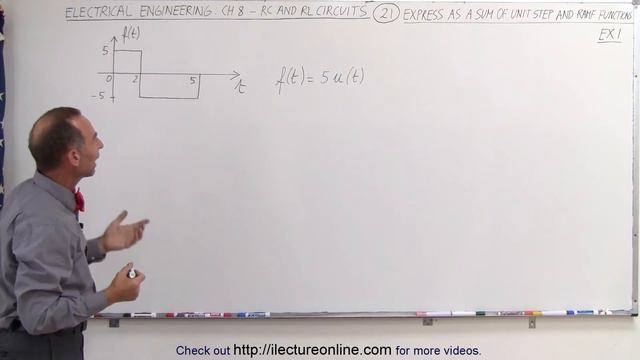 Electrical Engineering: Ch 8: RC & RL Circuits (21 of 43) Express as a Sum or Unit & Ramp Fct: 1