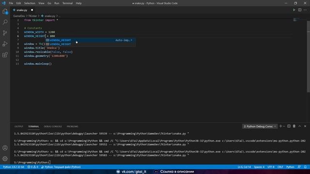 Игра "Змейка" | Python Snake Tkinter #1 смотреть онлайн