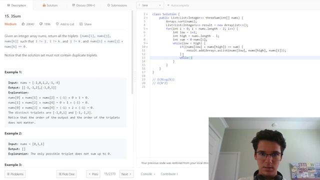Grind 75 - 3Sum - Java Solution смотреть онлайн