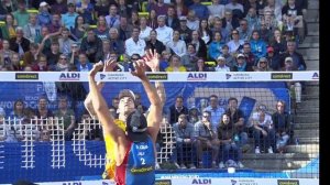 FIVB beach volleyball rules by example, joust / simultaneous over the net touch goes out