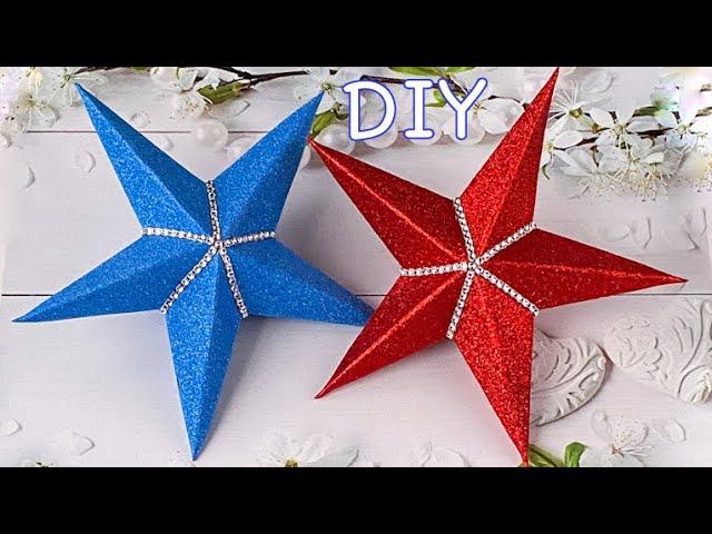 3D Звезда из глиттерного фоамирана / Diy 3D Star Christmas Glitter Foam Paper