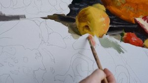 Урок масляной живописи. Подмалевок фруктов для натюрморта.