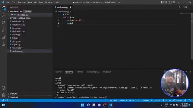 Part 10 | While Loop in Python |  Python Programming Tutorial Series in Malayalam