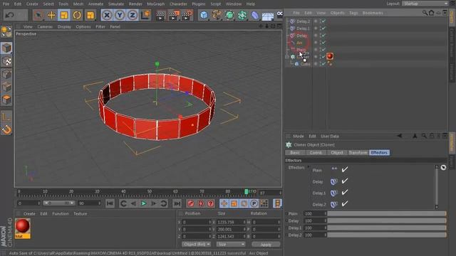 Модуль Мограф (Mograph) в Cinema 4D, упрощения анимации - создание произвольной зоны воздействия