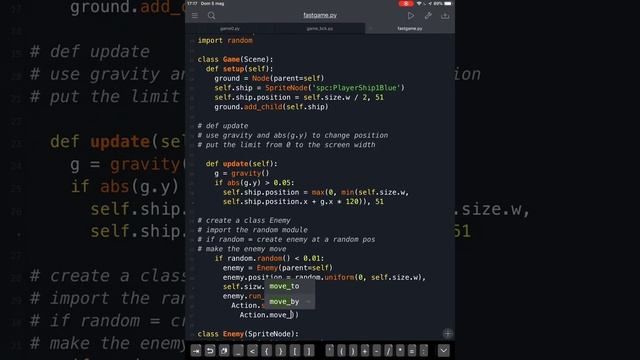 Pythonista game faster (on Ipad) III - Enemys are coming
