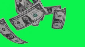 ФУТАЖ Падающие деньги на зеленом фоне