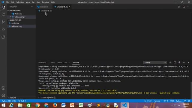 Know the meaning of a word in Wikipedia using python | only 3 lines of code