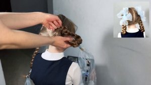 Очень простая прическа в школу для девочки с бантами. Easy school hairstyle for girls ?