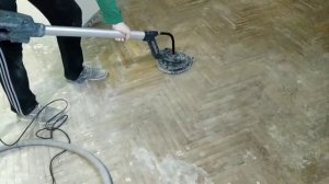 Шлифовка паркета штукатурной шлифовальной машиной Metabo.