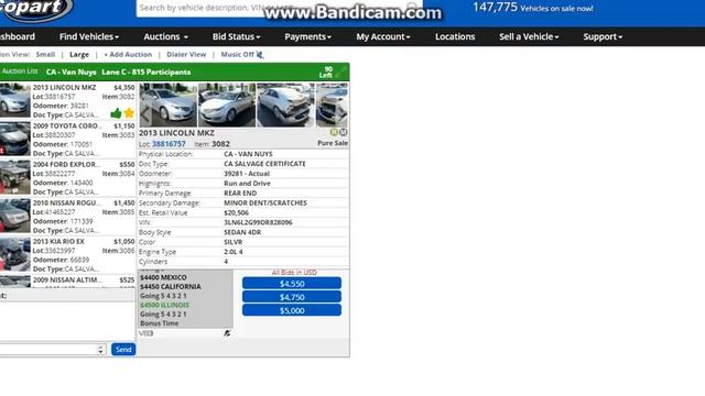 Покупка автомобиля на аукциона в США 2013 LINCOLN MKZ смотреть онлайн