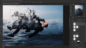 Floating Man With Smoke Over The Sea - Photo Manipulation Tutorial