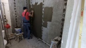 Штукатурка санузла от А до Я. Все этапы. Угол 90 градусов