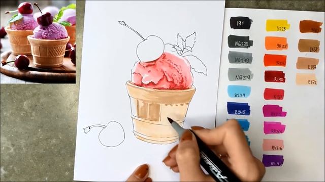 Рисуем мороженое маркерами Artisticks - уроки скетчинга с Ириной Коваленко