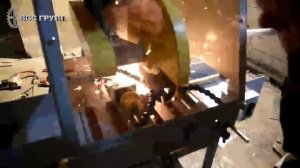 Резка заготовки на абразивно-отрезном станке СО-405 с подачей СОЖ на заготовку