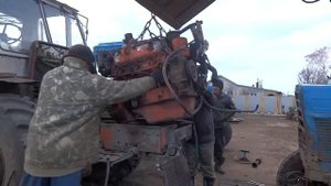 Установка двигателя на т150 с помощью куна