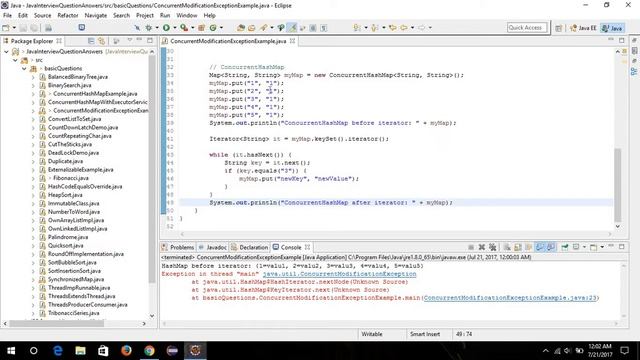 Java Interview Questions-3 - How to remove ConcurrentModificationExpection from hash map смотреть онлайн