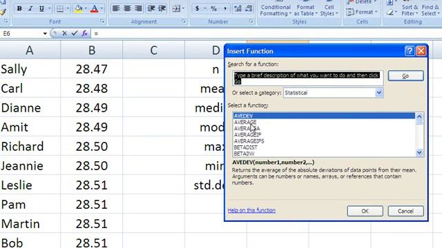 Regester's Using Excel 2007 Tutorial #20: Statistical Functions