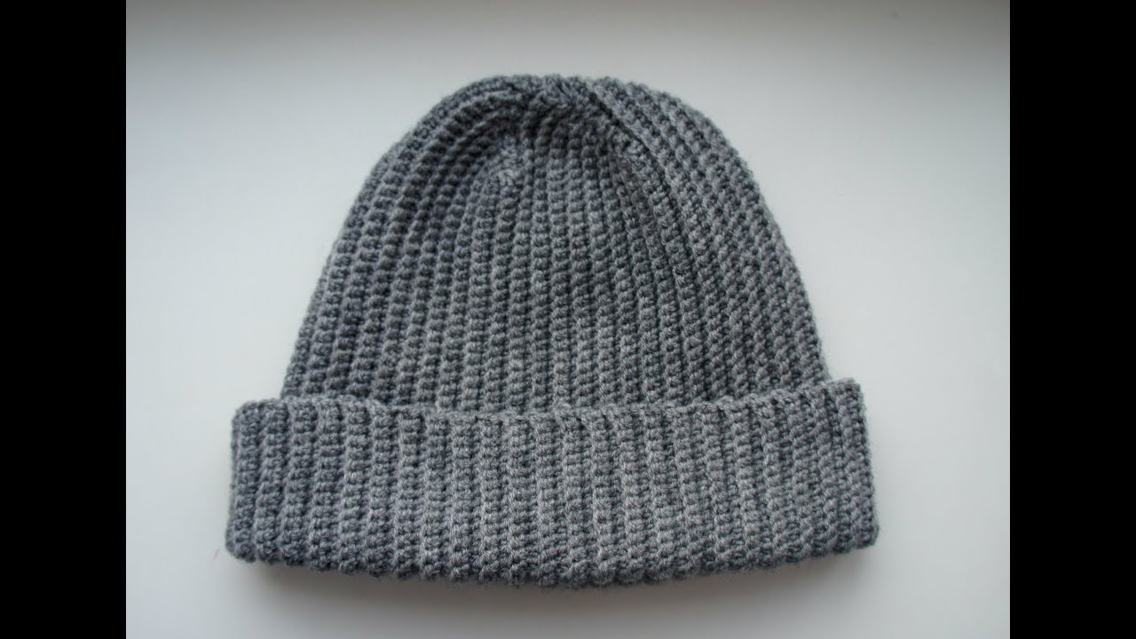 Вязаная шапка крючком резинкой. Шапка бини. смотреть онлайн