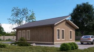 Одноэтажный каркасный дом Омолон 7х10 с разноуровневой кровлей