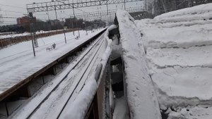 РЖД.Снегоуборочная техника.Работа машины СМ.Взгляд изнутри.Уборка снега. Выгрузк.mp4
