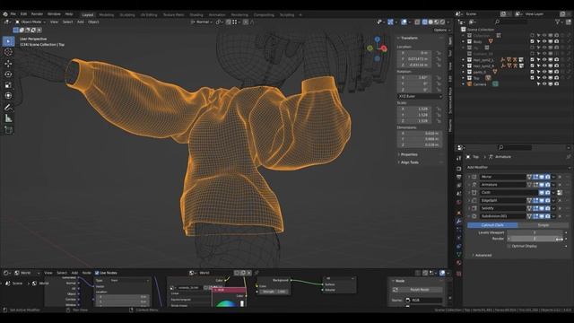 Эксперимент с симуляцией одежды в Blender 3D