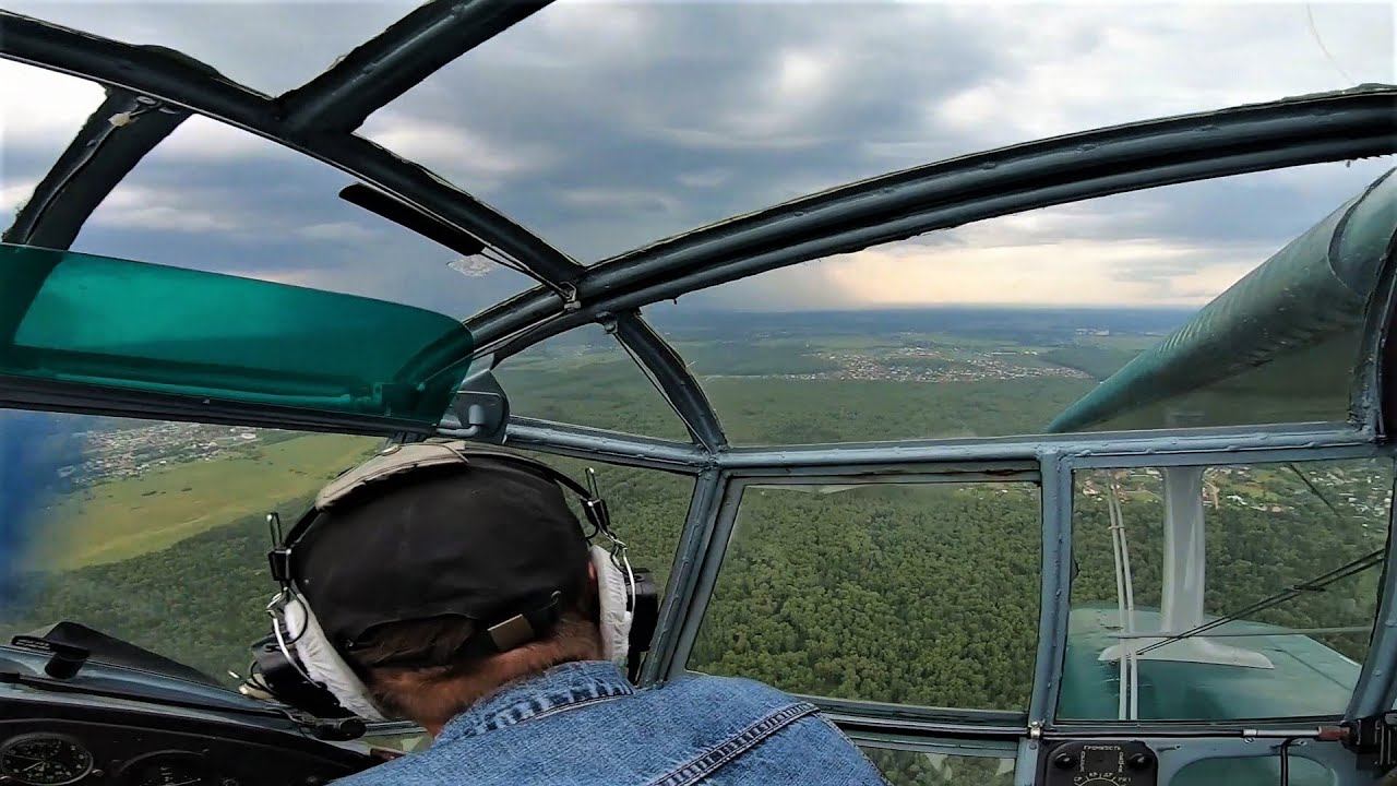 Приземление на самолете Ан-2. Работа пилотов. смотреть онлайн