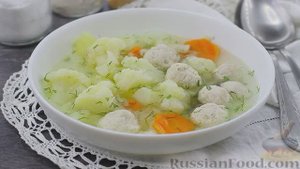 Суп с фрикадельками и цветной капустой