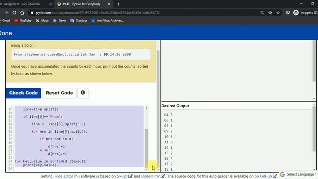 Python Data Structures || Week 6 | Assignment 10.2 | Graded External Tool || Coursera