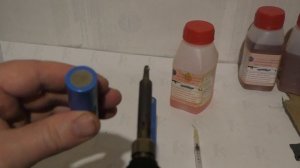 пайка литиевых аккумуляторов без сварки, полиформ красный в качестве флюса