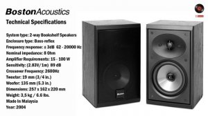 BOSTON ACOUSTICS CR67 - Technical Specifications