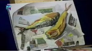 Уроки рисования (# 56) акварелью. Рисуем копченную рыбу - скумбрию