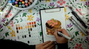 SPEEDPAINT markers: Chocolate cake with strawberry // скетчинг маркерами