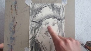 Рисование под музыку. Веселый старик. Сезановский образ из головы.