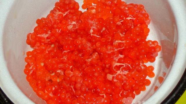Жареная икра горбуши в яйце