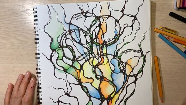 Вносим цвет. Как раскрасить работу по нейрографике. смотреть онлайн