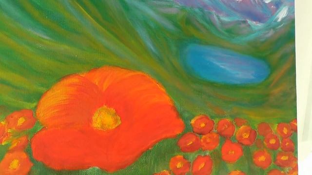 Послойная живопись. Картина маслом. Маки в горах. Автор: Логинова Ольга смотреть онлайн