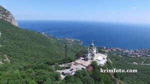 Форосская церковь, храм на скале, Крым, с высоты птичьего полета