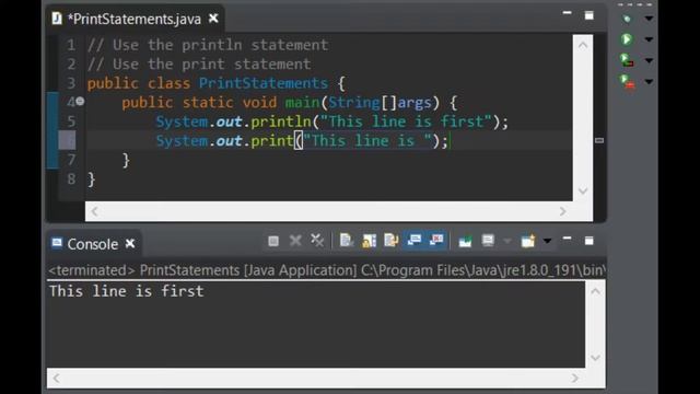Java print statement смотреть онлайн