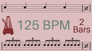 Metronome Click Track - 2 Bars Quarter to Quintuplet Notes 125 bpm - Smartronome