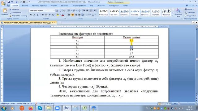 Тема 11 ЭКСПЕРТНЫЕ МЕТОДЫ  Пример Холодильники и их характеристики