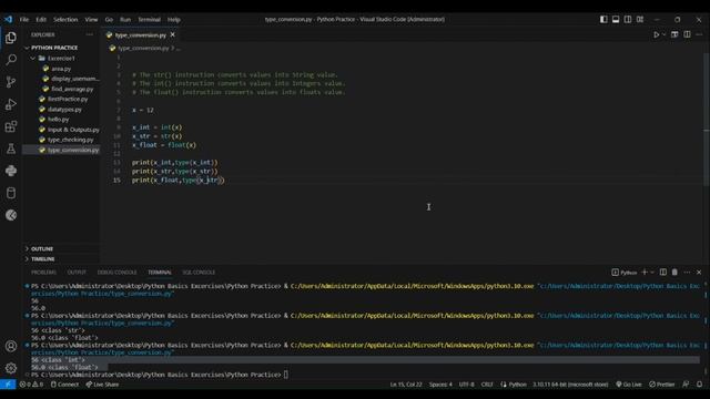 12. Data Type Conversion in Python #python #pythonbeginner  #coding #practice #education
