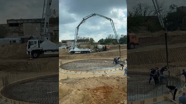 Движ Париж. Заливка бетона насосом.#дядяколясибиряк