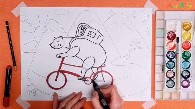 Рисуем медведя путешественника. Урок рисования для детей 4х лет и старше от студии ЯсноЯрко. смотреть онлайн