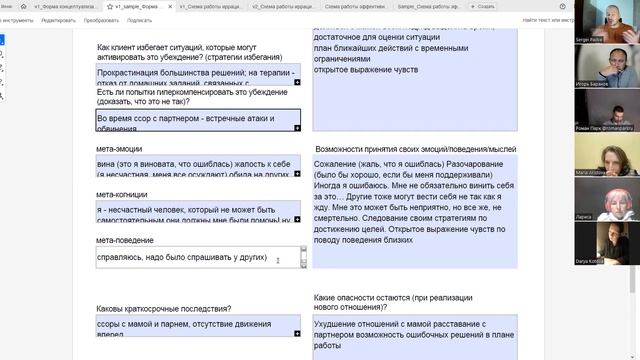 форма записи концептуализации в РЭПТ/КПТ