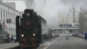 Отправление паровоза с Рижского вокзала