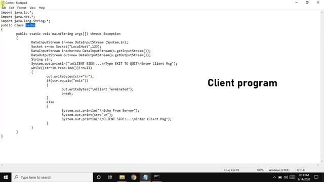Implementation of echo operation | Client and Server Echo program смотреть онлайн